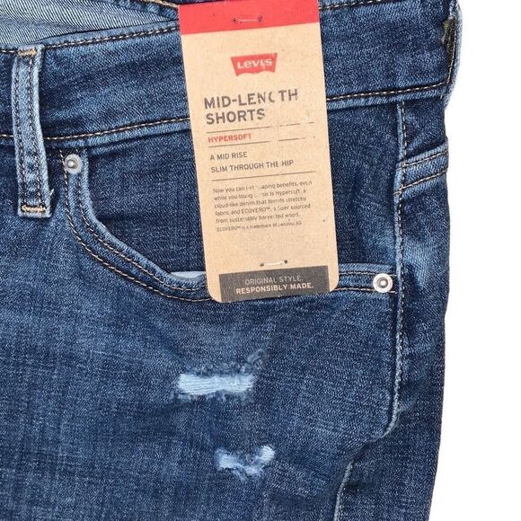 Levi’s Mid Length Dark Wash Classic Shorts 24W - Picture 2 of 4